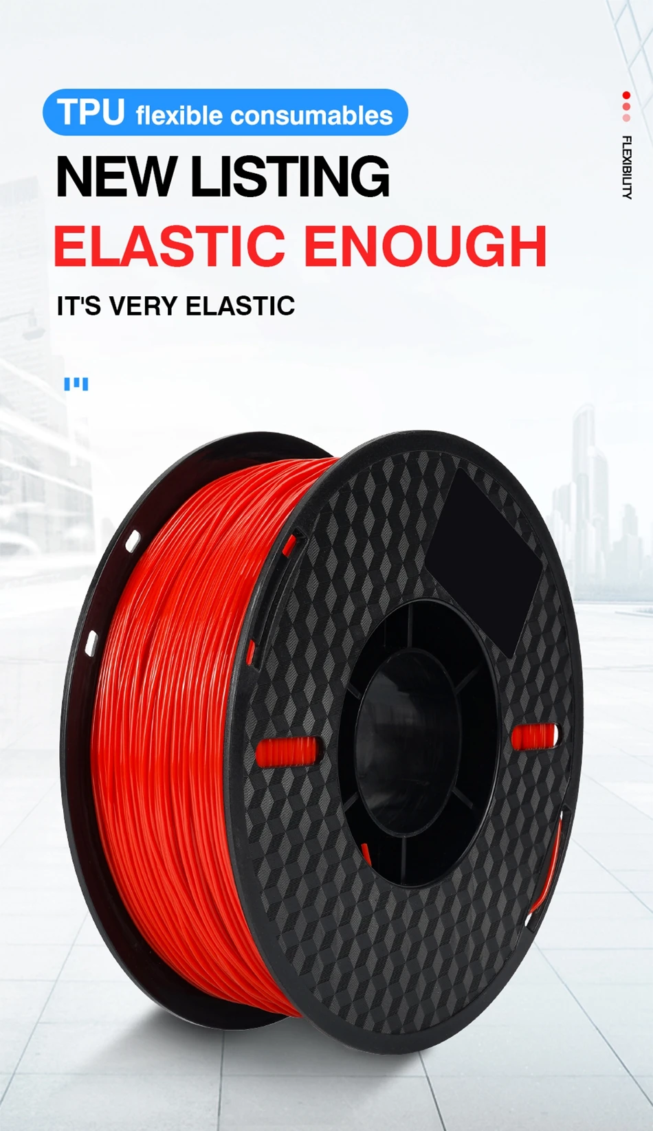 KINGROON Flexible TPU Filament 1.75mm, 5KG 10KG 3D Printing TPU Filament For 3D Printer, Soft 3D Plastic Material Non-Toxic
