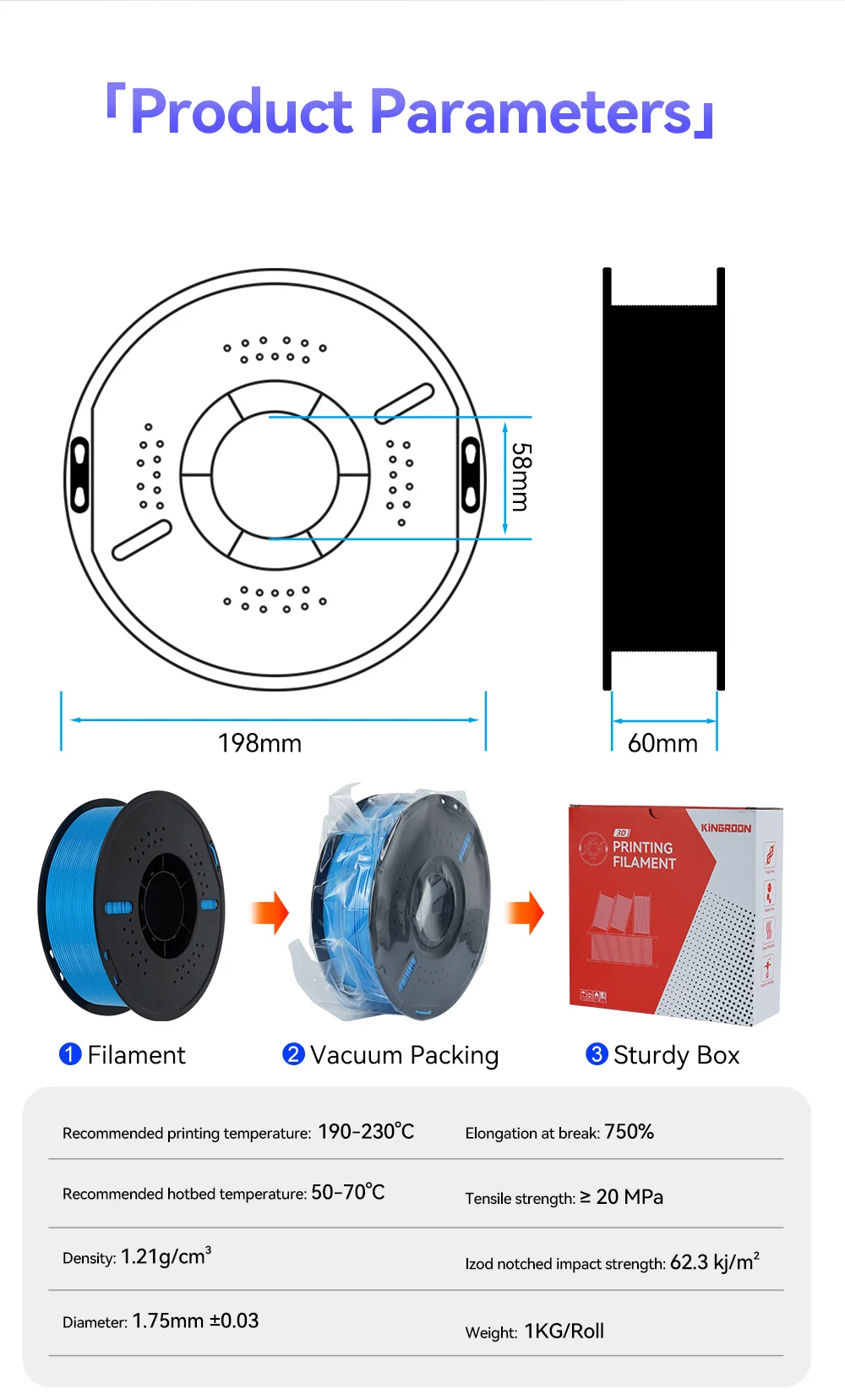 KINGROON Flexible TPU Filament 1.75mm, 5KG 10KG 3D Printing TPU Filament For 3D Printer, Soft 3D Plastic Material Non-Toxic