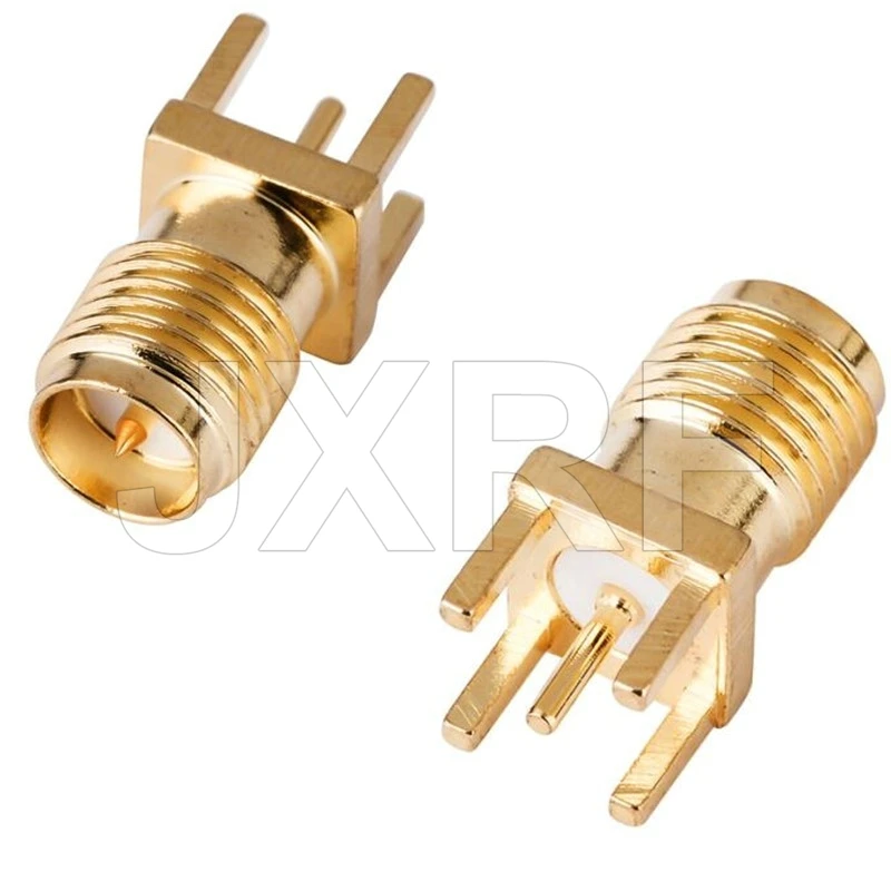 10Pcs SMA Female Jack Male Plug Adapter Solder Edge PCB Straight Right Angle Mount RF Copper Connector Plug Socket