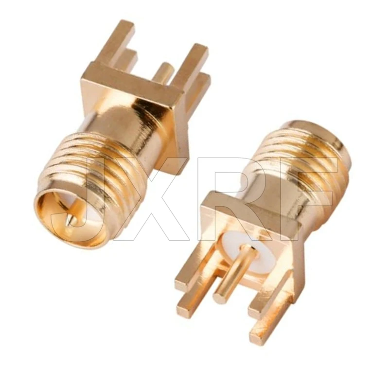 10Pcs SMA Female Jack Male Plug Adapter Solder Edge PCB Straight Right Angle Mount RF Copper Connector Plug Socket
