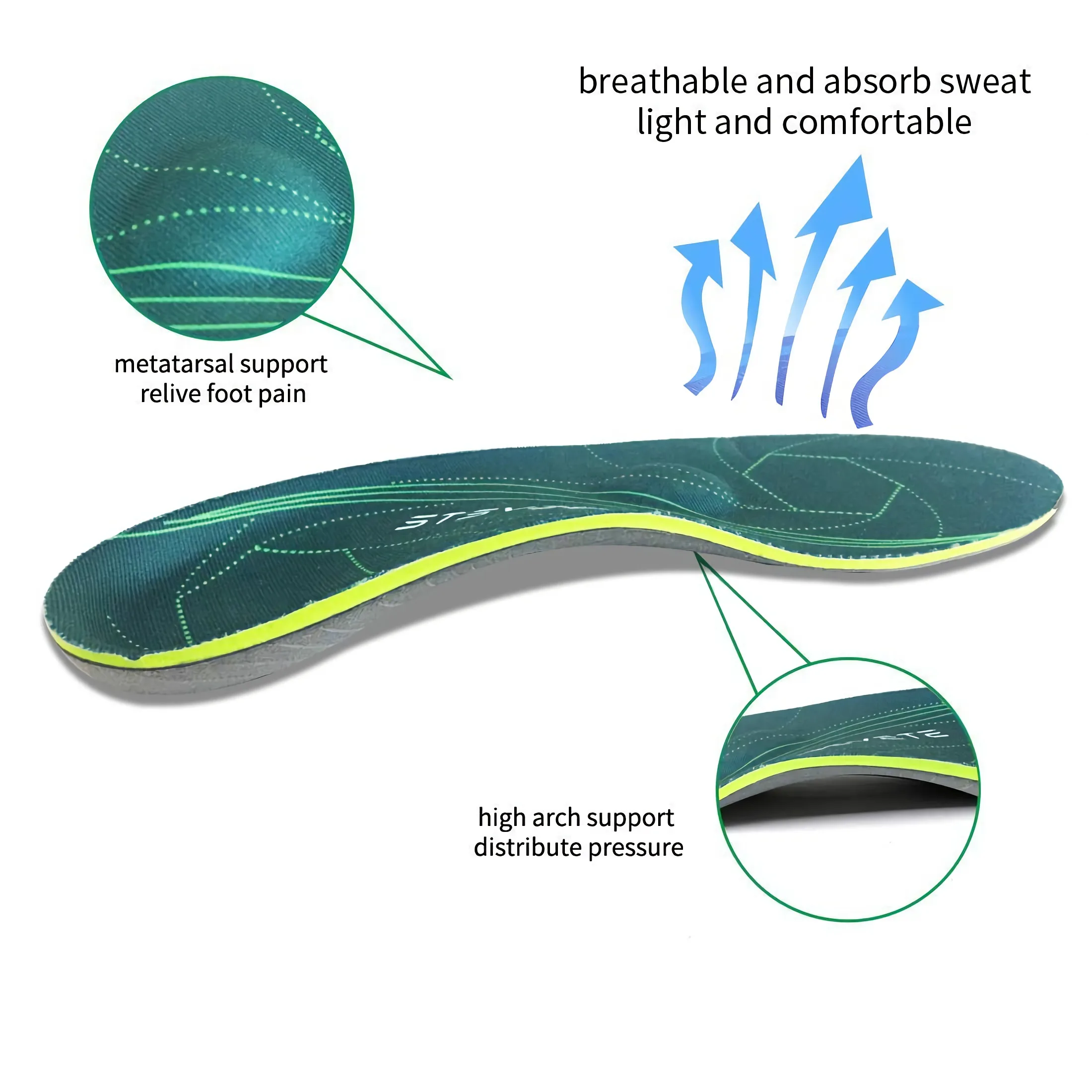 Flat Feet Template Arch Support Orthopedic Insoles,Men Women Plantar Fasciitis Heel Pain Orthotics Insoles Sneakers Shoe Inserts