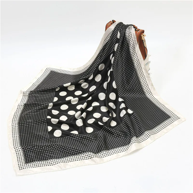 Luxury Women Silk Scarf Square Bandana Design Brand Headband Female Satin Hijab Large Shawl Wrap Lady Kerchief Chain Print New