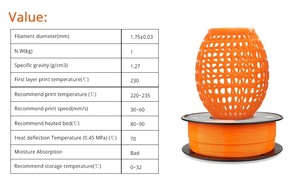 ERYONE 1KG PETG Filament 1.75mm, Big Sale 3D Printer Strong Filament Easy Print Multiple Colours Available