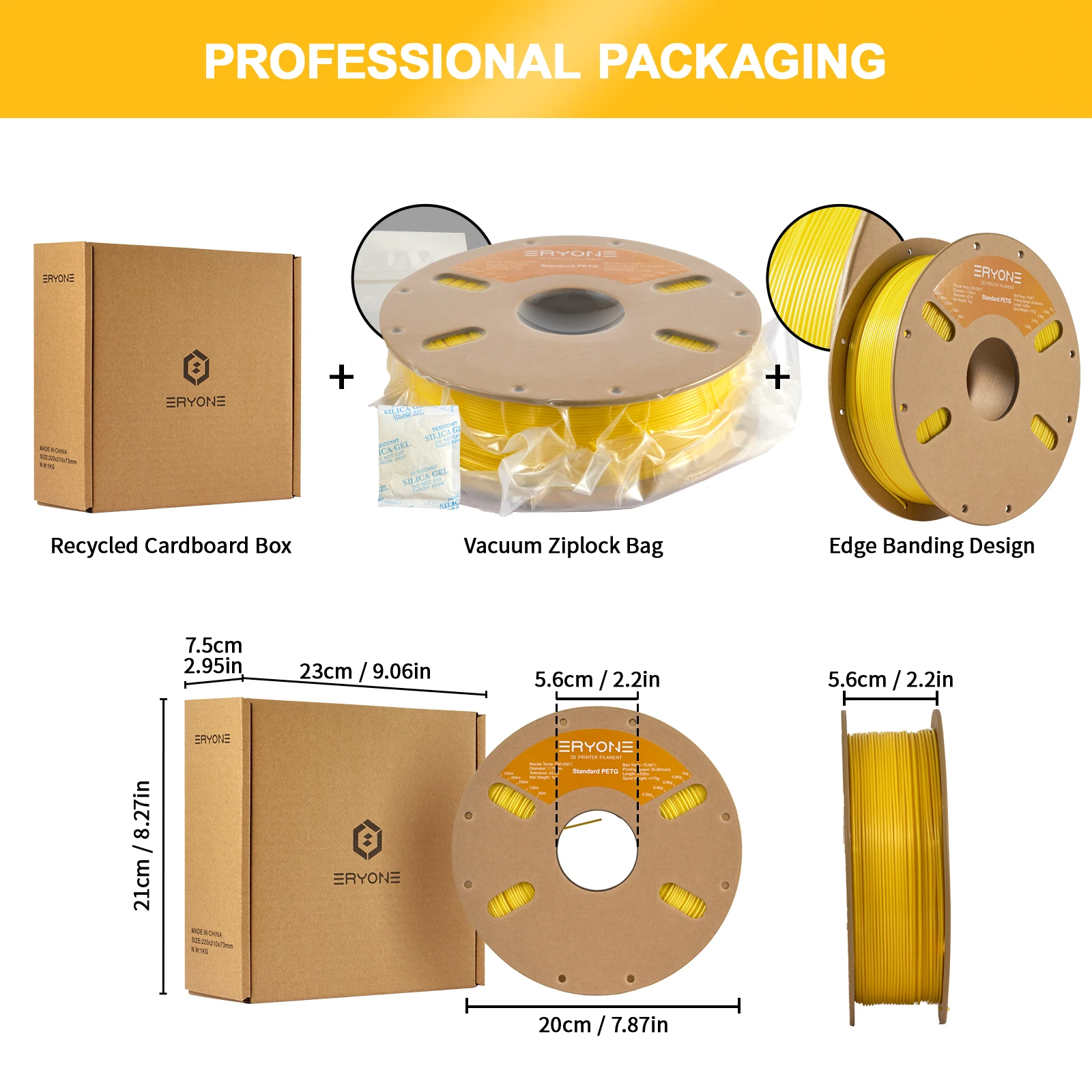 ERYONE 1KG PETG Filament 1.75mm, Big Sale 3D Printer Strong Filament Easy Print Multiple Colours Available