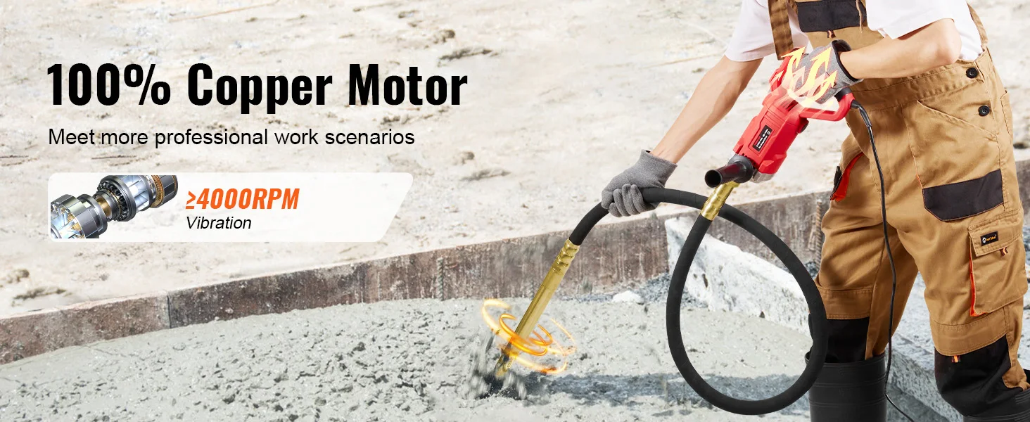 SucceBuy 800W Electric Vibrator 13000 VPM Electric Concrete Vibrating Tool Portable Pencil Cement Vibrator Remove Air Bubble