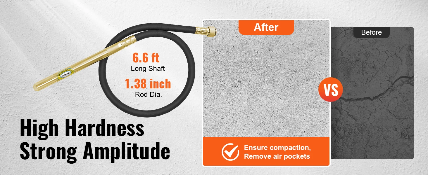 SucceBuy 800W Electric Vibrator 13000 VPM Electric Concrete Vibrating Tool Portable Pencil Cement Vibrator Remove Air Bubble