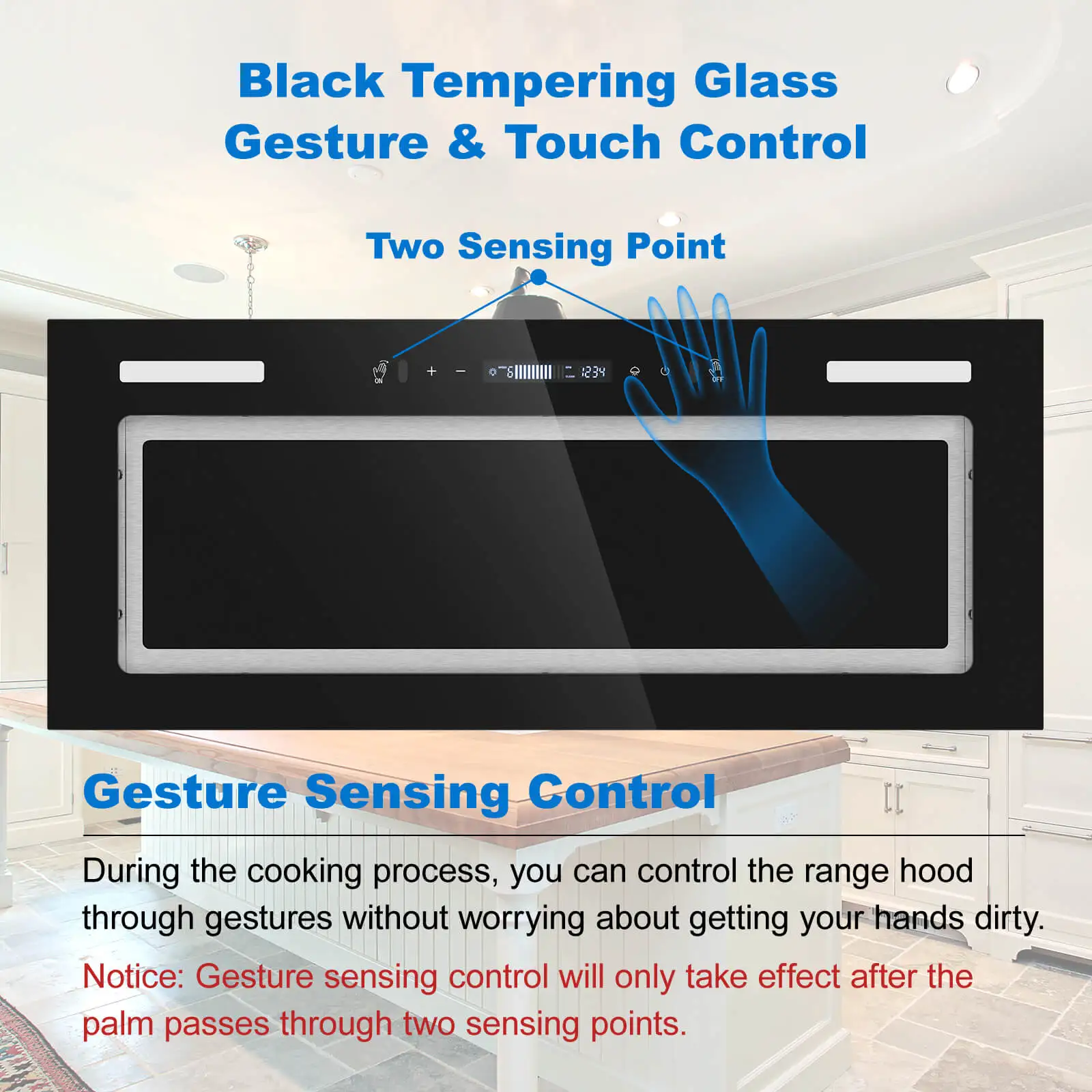 Tieasy 30 inch 900CFM Built-in Gesture Touch Sensing Control Ducted/Ductless Kitchen Range Hood YYB1670T