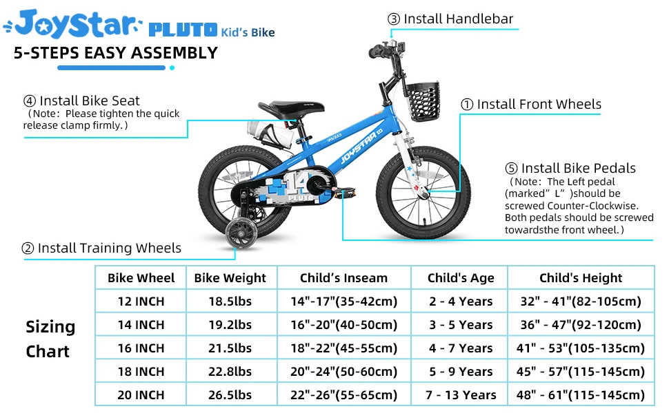 JOYSTAR Children's Bicycle for Boys Girls Age 3-12 Years, Kids' Bicycles with Light Up Training Wheels, Multiple Colors
