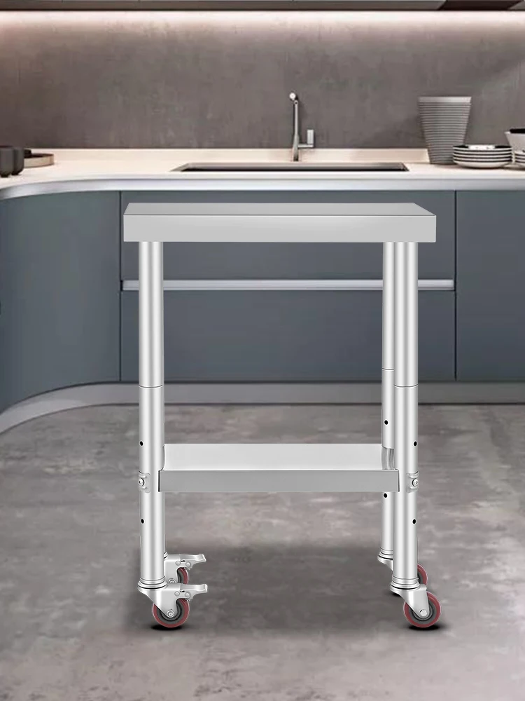 SucceBuy Stainless Steel Kitchen Worktable shelves Commercial Work Bench Table with Caster Wheels for Home Restaurant Storage