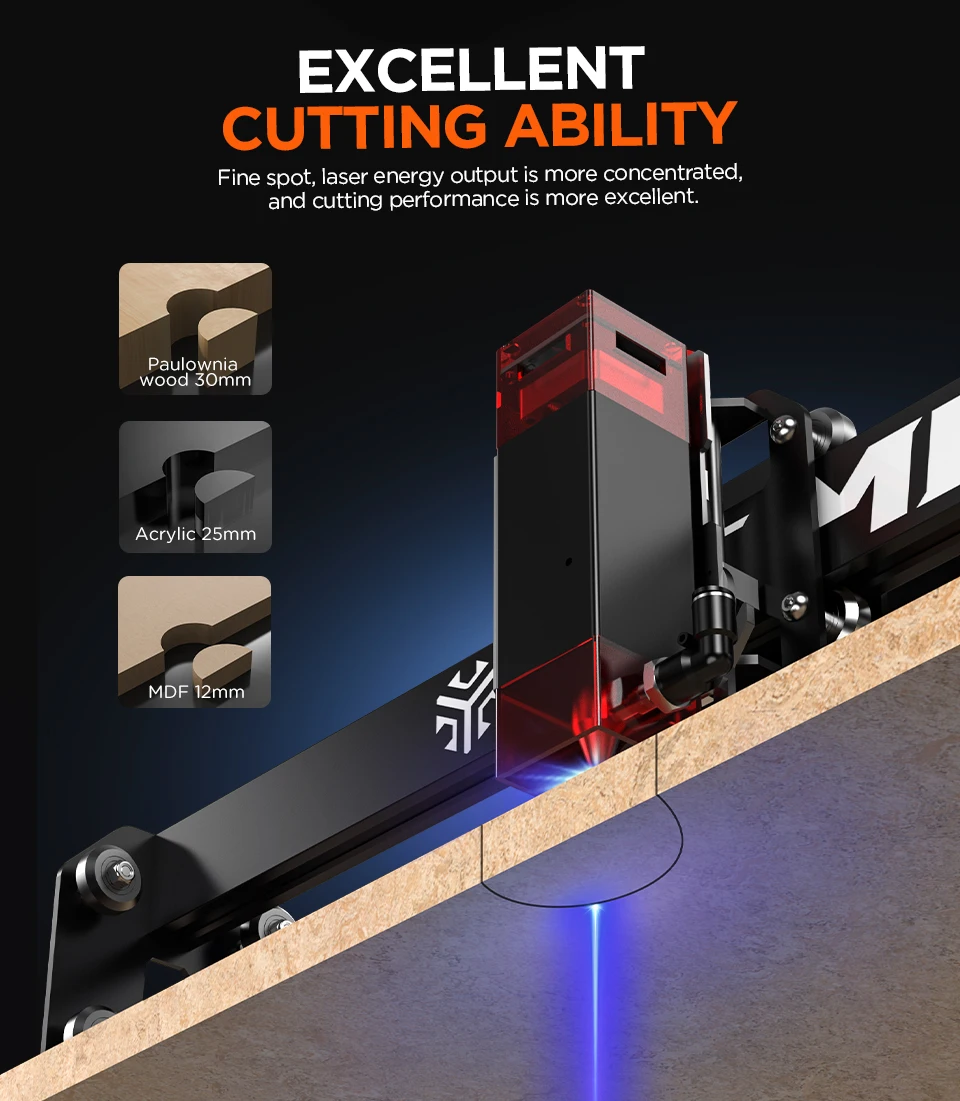 ACMER P1 10W Powerful Laser Engraver Wifi APP Control Woodworking Cutting Machine Wood Leather Panel Engraving 400x410mm Size