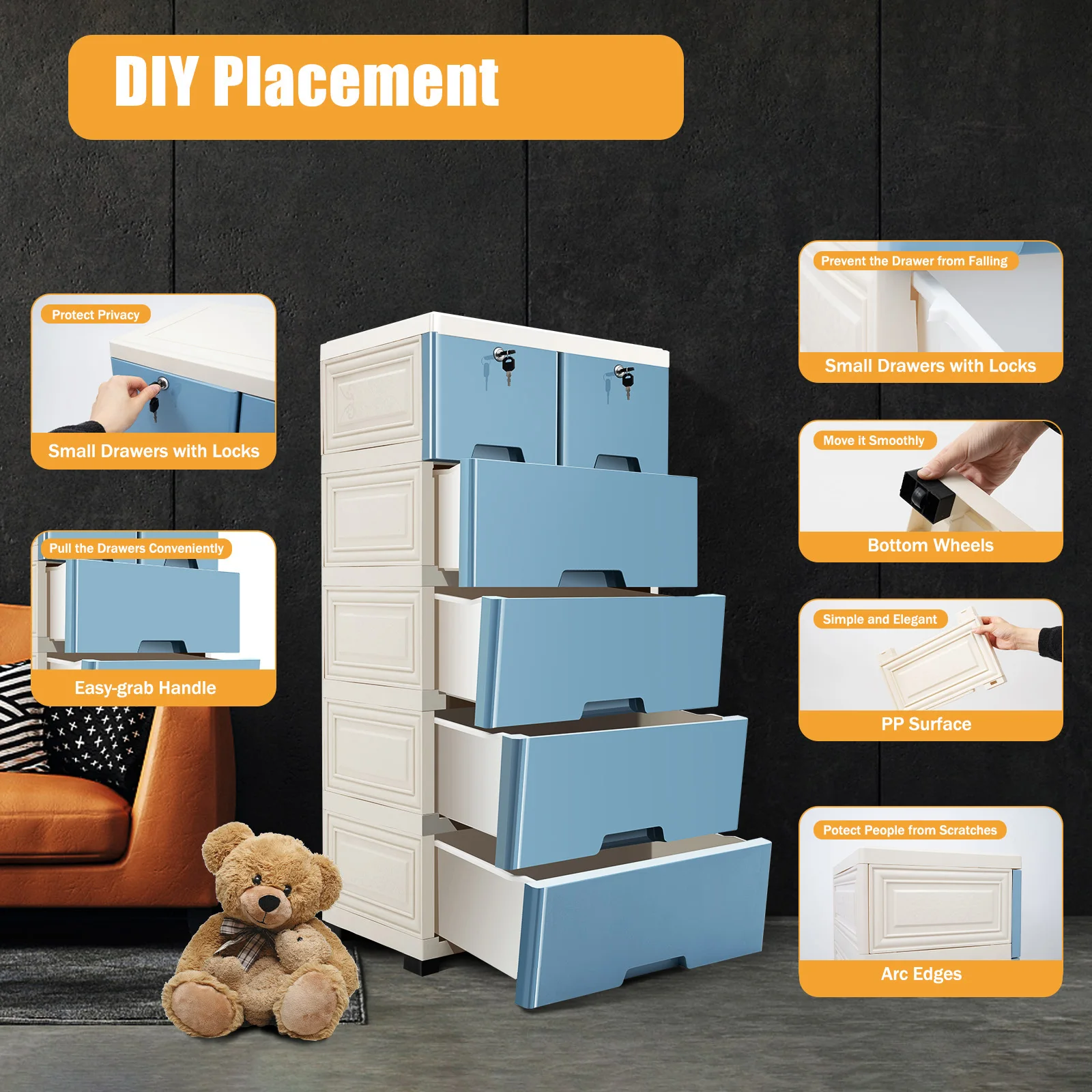 Drawer Plastic Bookshelf Storage Living Room Cabinets Filing Toy Display Cabinet Bedroom Closet Furniture