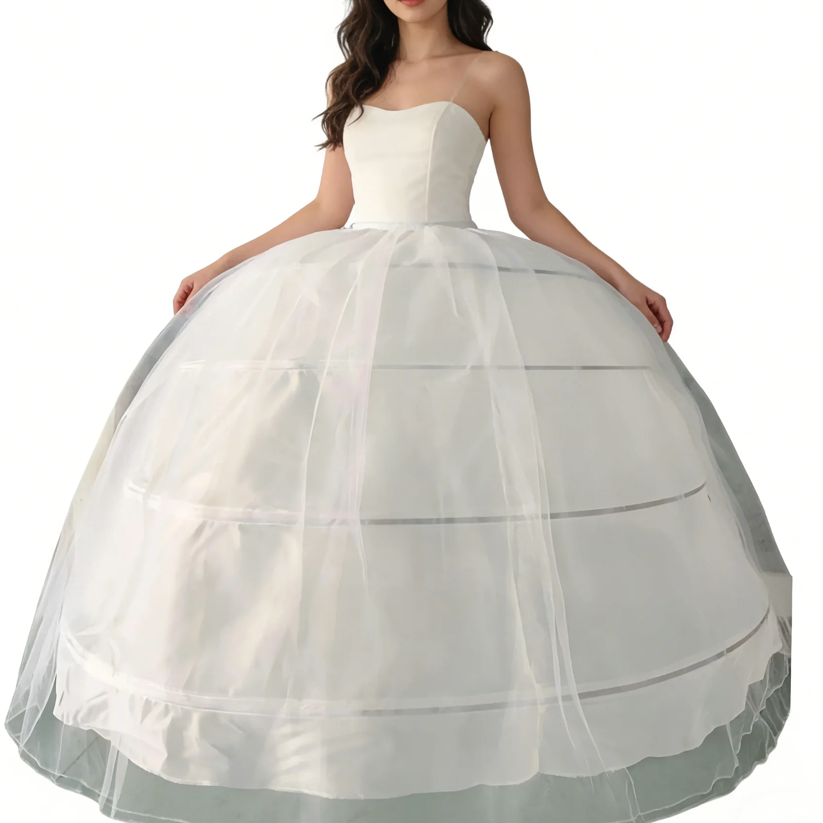 New Hot Sell 4 Hoops Big White Petticoat Super Fluffy Crinoline Slip Underskirt For Wedding Dress Bridal Gown In Stock