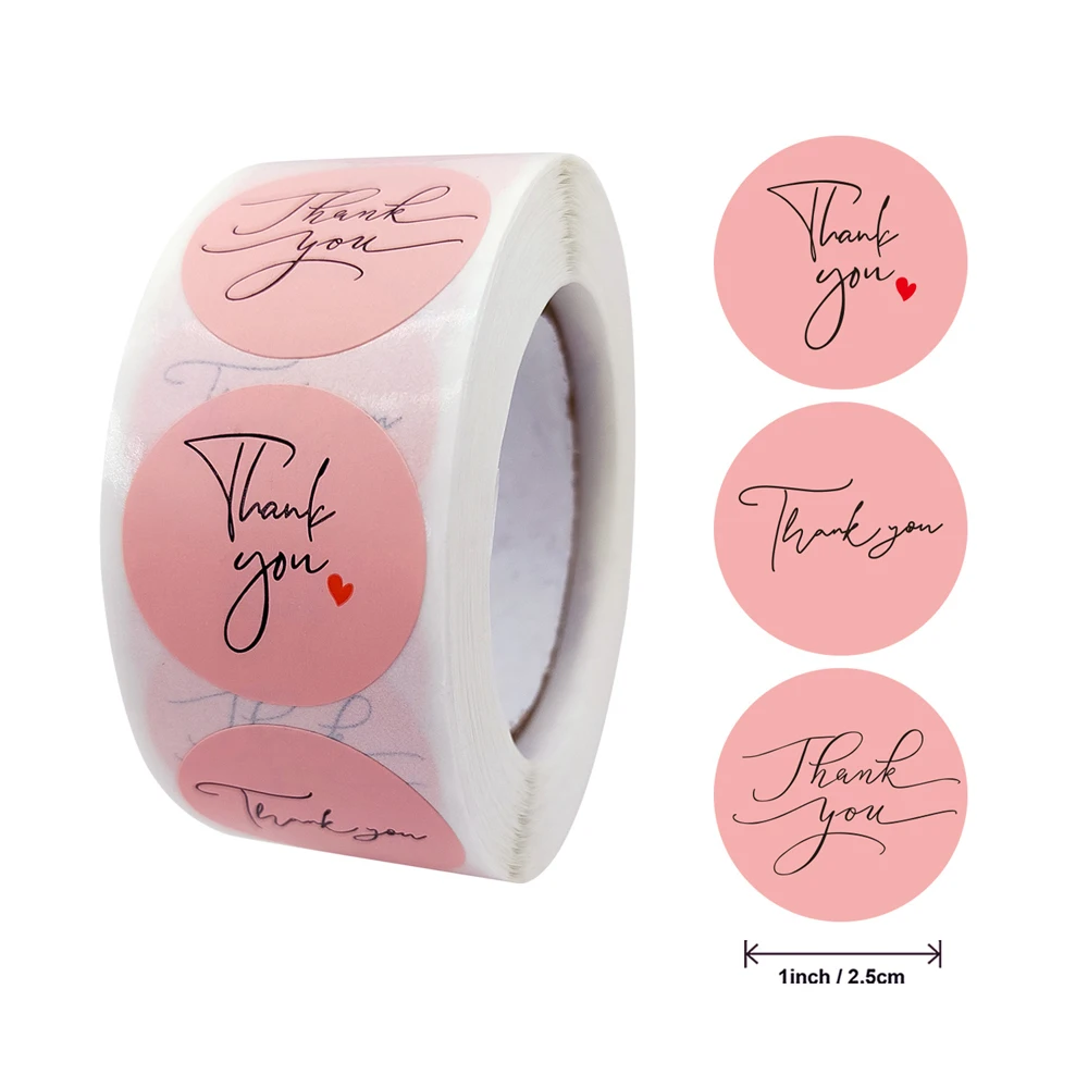100-500pcs Round Thank You Stickers for Envelope Seal Labels Gift Packaging Decor Birthday Party Scrapbooking Stationery Sticker