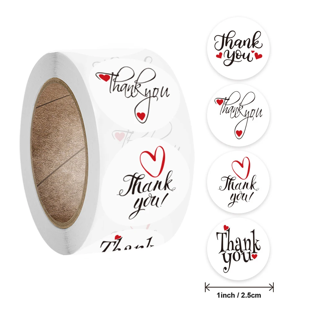 100-500pcs Round Thank You Stickers for Envelope Seal Labels Gift Packaging Decor Birthday Party Scrapbooking Stationery Sticker