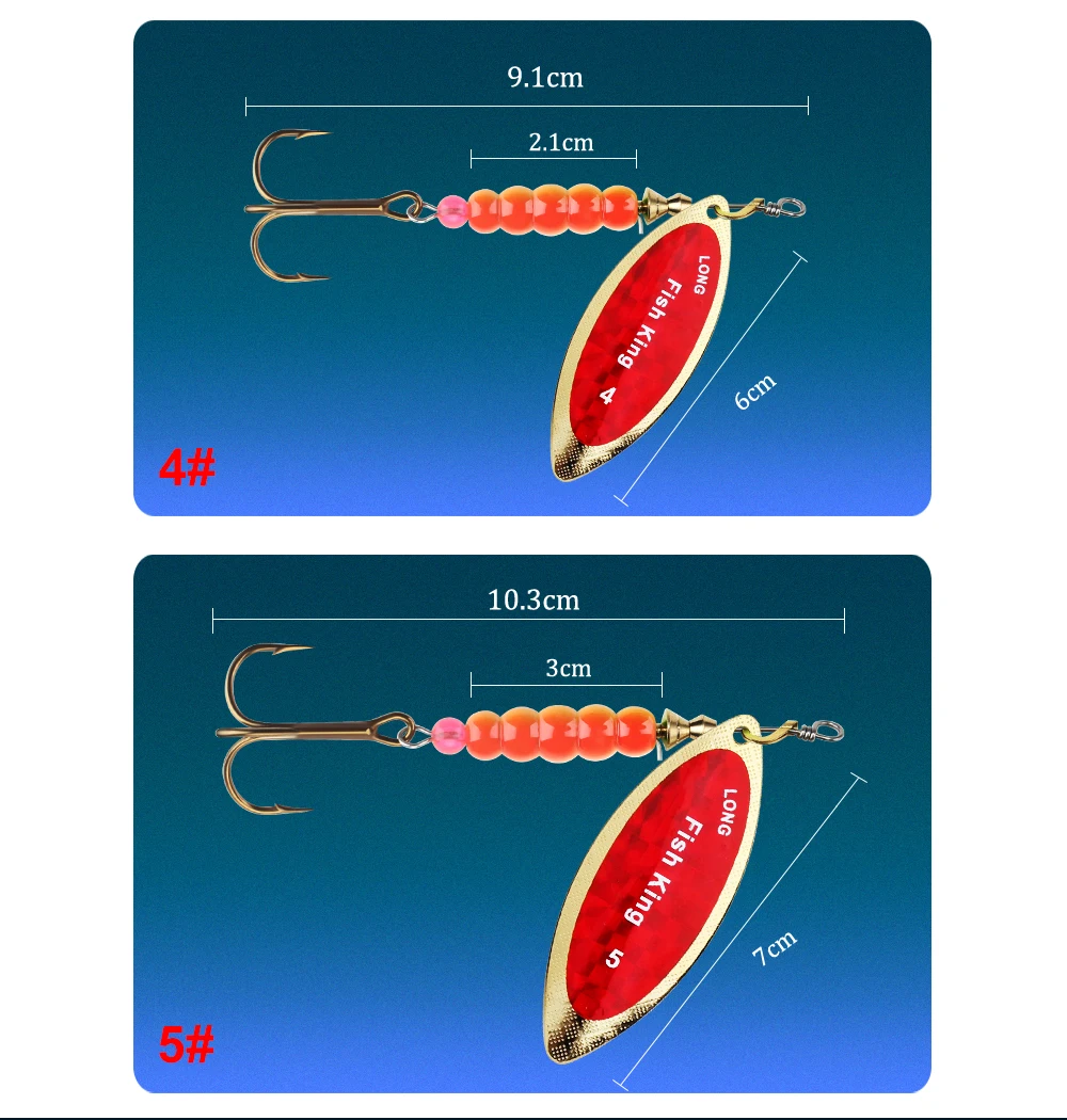 NGB Spinner Lure Bait 4.5g/7.0g/12.5g/17.4g/27.1g Spoon Lures Pike Metal Fishing Lure Bass Hard Bait With Hooks