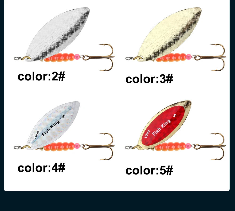 NGB Spinner Lure Bait 4.5g/7.0g/12.5g/17.4g/27.1g Spoon Lures Pike Metal Fishing Lure Bass Hard Bait With Hooks