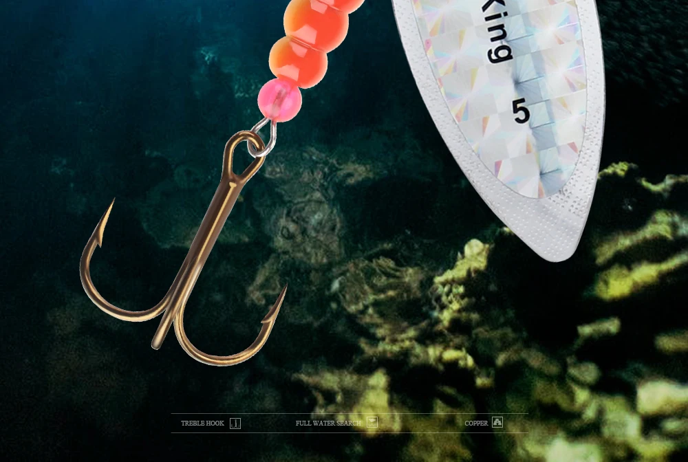 NGB Spinner Lure Bait 4.5g/7.0g/12.5g/17.4g/27.1g Spoon Lures Pike Metal Fishing Lure Bass Hard Bait With Hooks