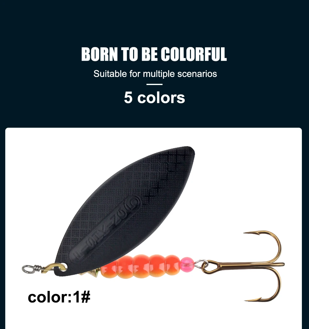 NGB Spinner Lure Bait 4.5g/7.0g/12.5g/17.4g/27.1g Spoon Lures Pike Metal Fishing Lure Bass Hard Bait With Hooks