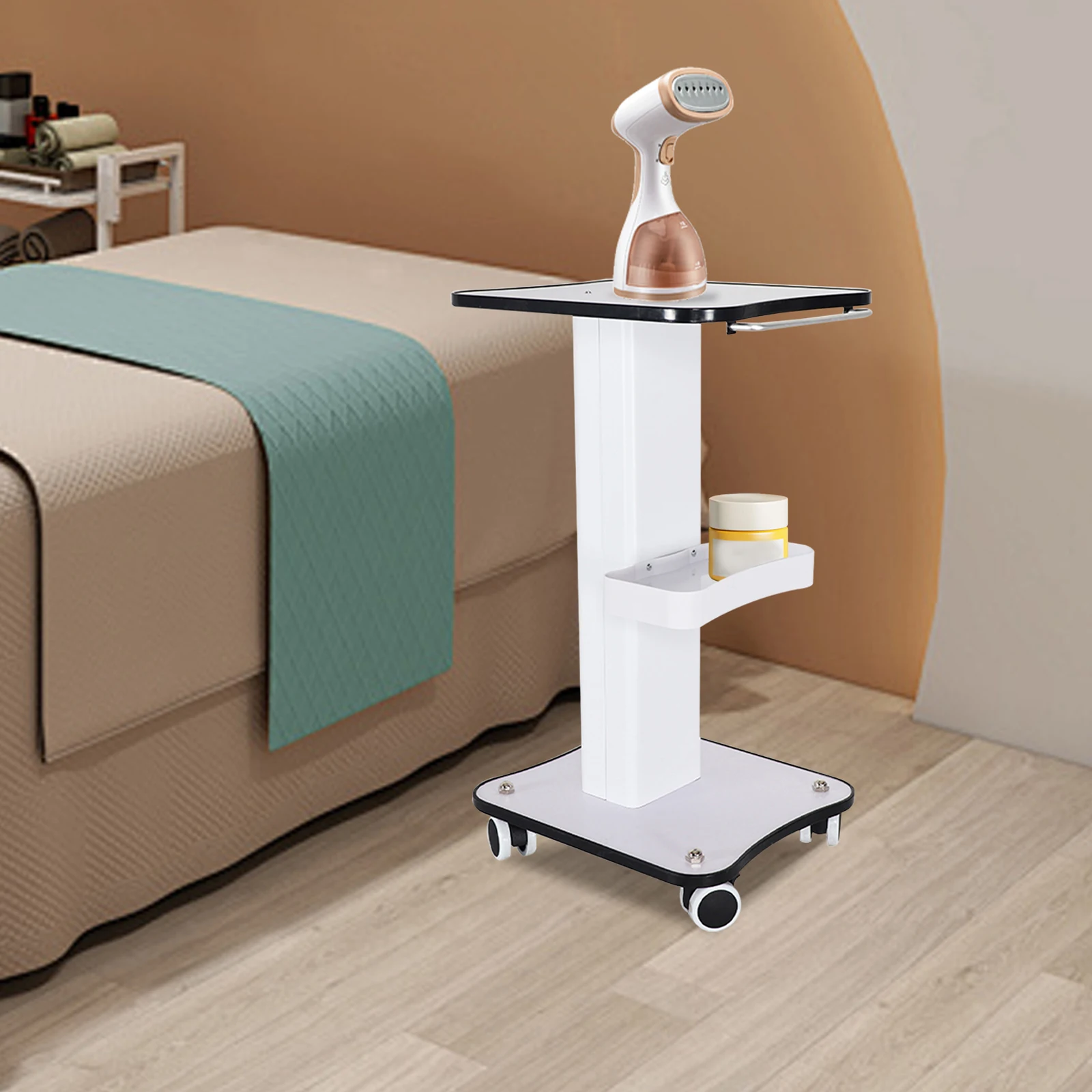 SPA Beauty Storage Beauty Salon Stand Rolling Trolley Cart Equipment Machine Holder Organizer 3 Tier 3.8KG with Push Handle