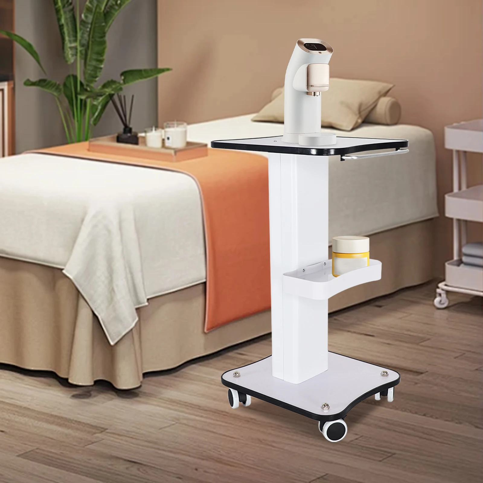 SPA Beauty Storage Beauty Salon Stand Rolling Trolley Cart Equipment Machine Holder Organizer 3 Tier 3.8KG with Push Handle