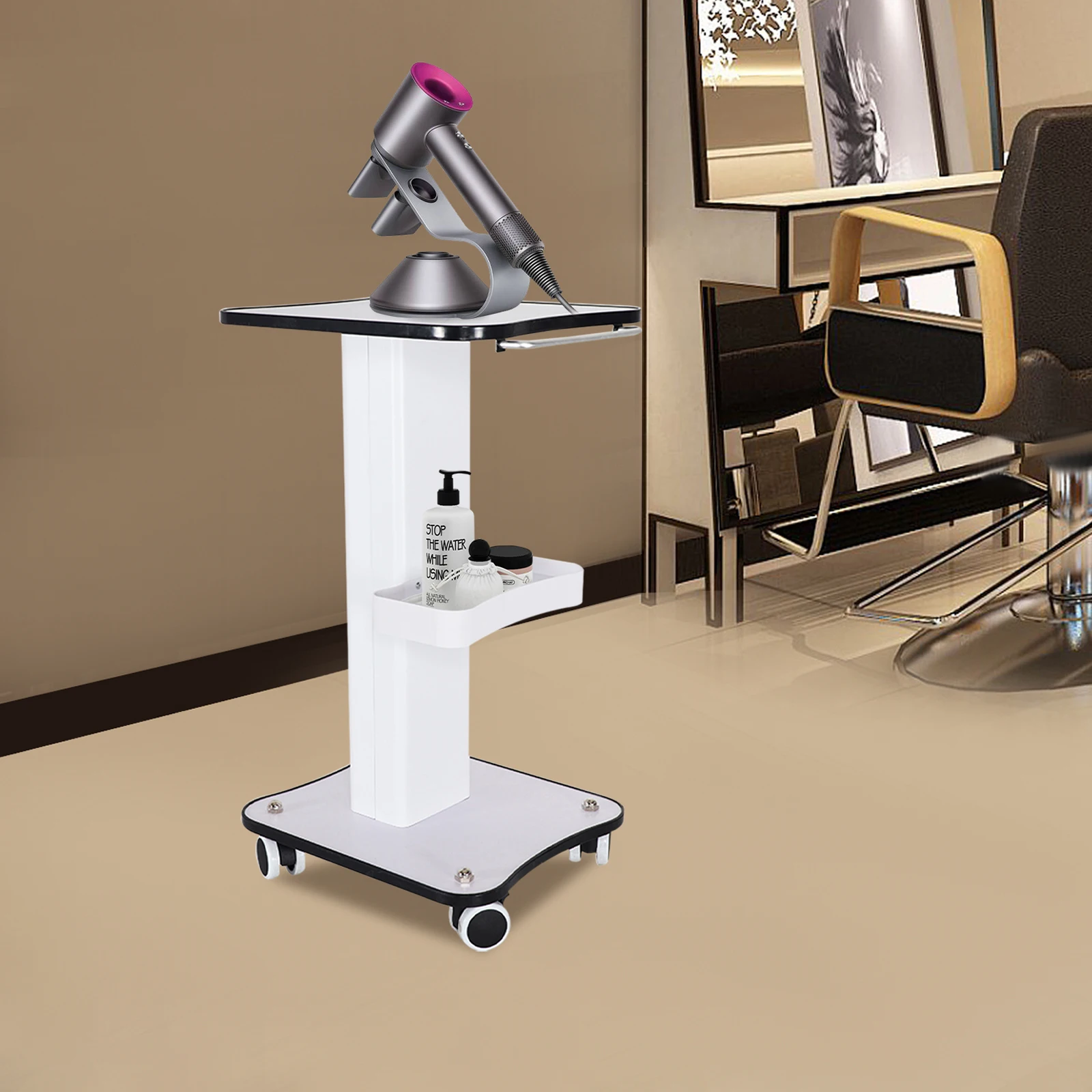 SPA Beauty Storage Beauty Salon Stand Rolling Trolley Cart Equipment Machine Holder Organizer 3 Tier 3.8KG with Push Handle