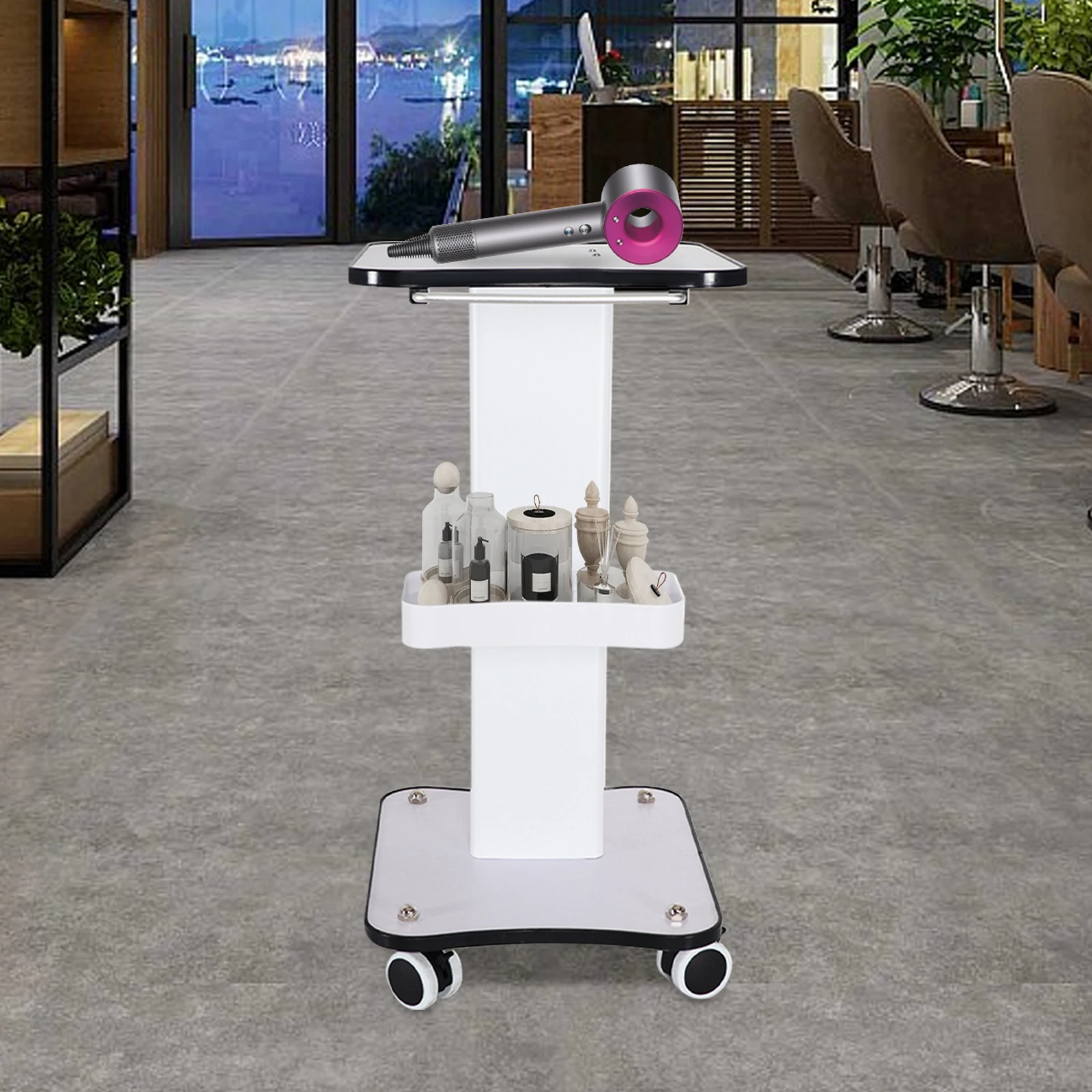 SPA Beauty Storage Beauty Salon Stand Rolling Trolley Cart Equipment Machine Holder Organizer 3 Tier 3.8KG with Push Handle