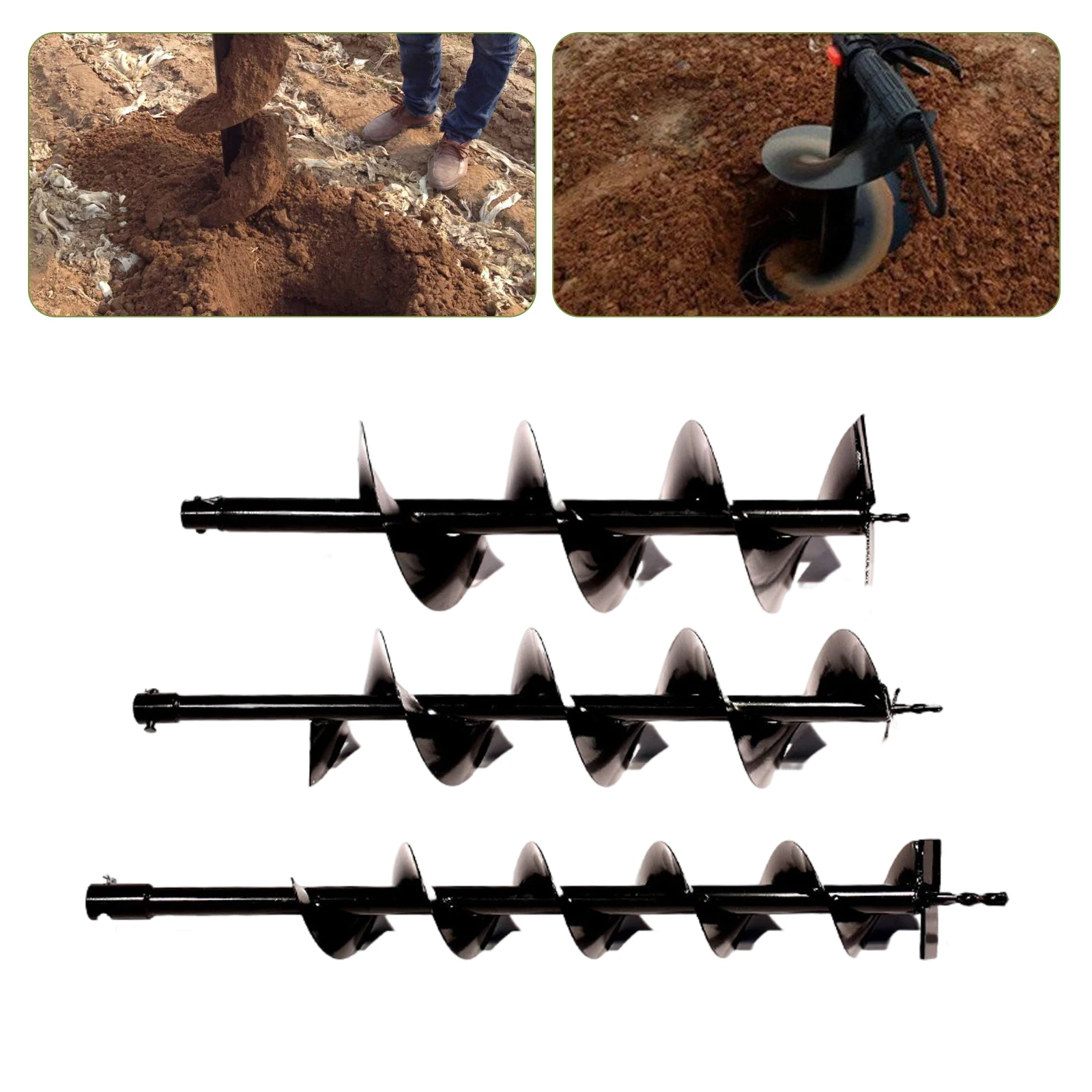 3pcs Spiral Drill Bits 4in/6in/8in Width For Garden Fence Planter and Post Hole Excavator Digger Ground Drilling Tool Borer