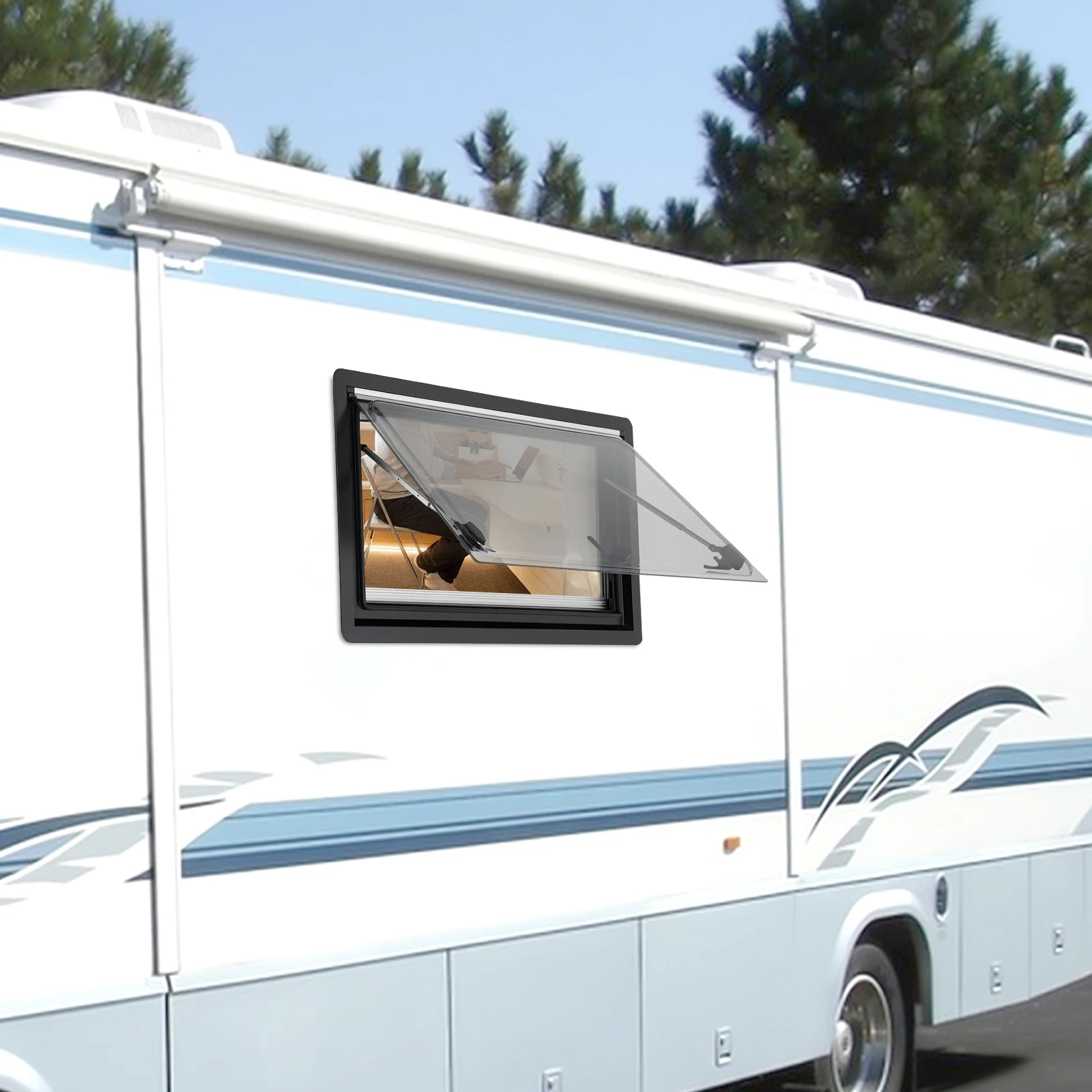 900*500MM/450x500MM Aluminum RV Hinged Push Out Window Caravan Accessories for Camper and Trailer
