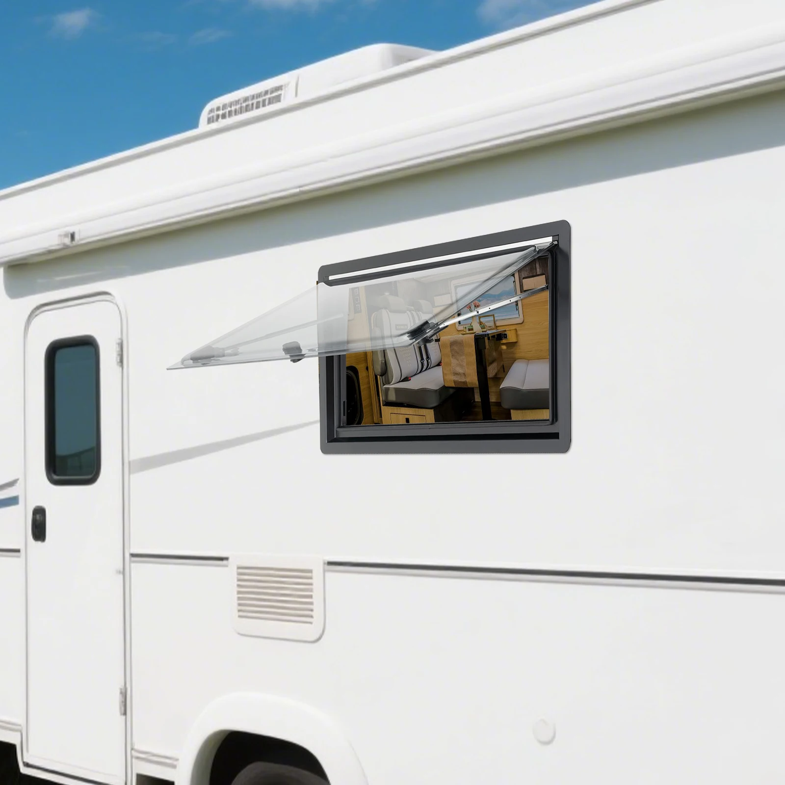 900*500MM/450x500MM Aluminum RV Hinged Push Out Window Caravan Accessories for Camper and Trailer