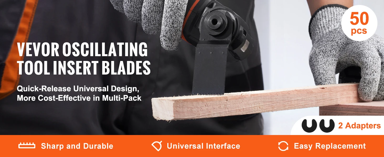 SucceBuy 50PCS Oscillating Saw Blades Universal Release Dewalt Multitool Blades for Wood Cutting Plastic Renovator Power Tool