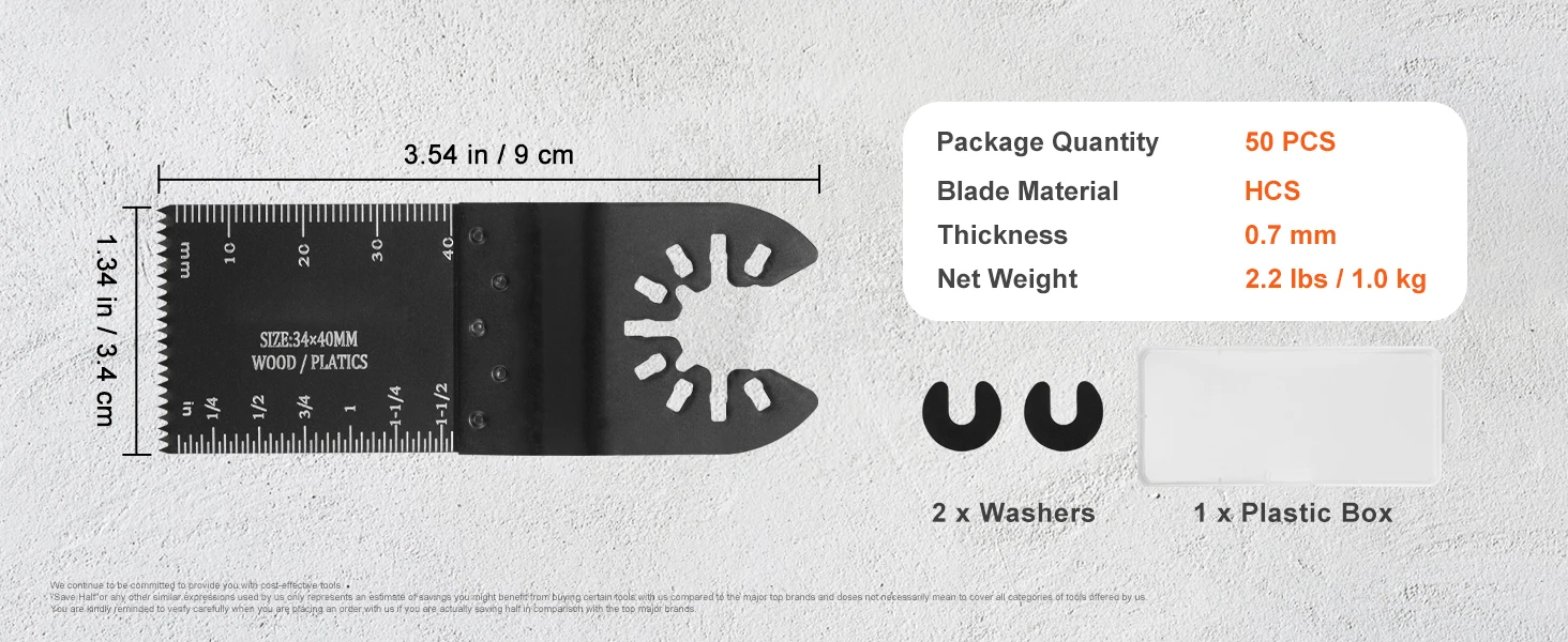 SucceBuy 50PCS Oscillating Saw Blades Universal Release Dewalt Multitool Blades for Wood Cutting Plastic Renovator Power Tool