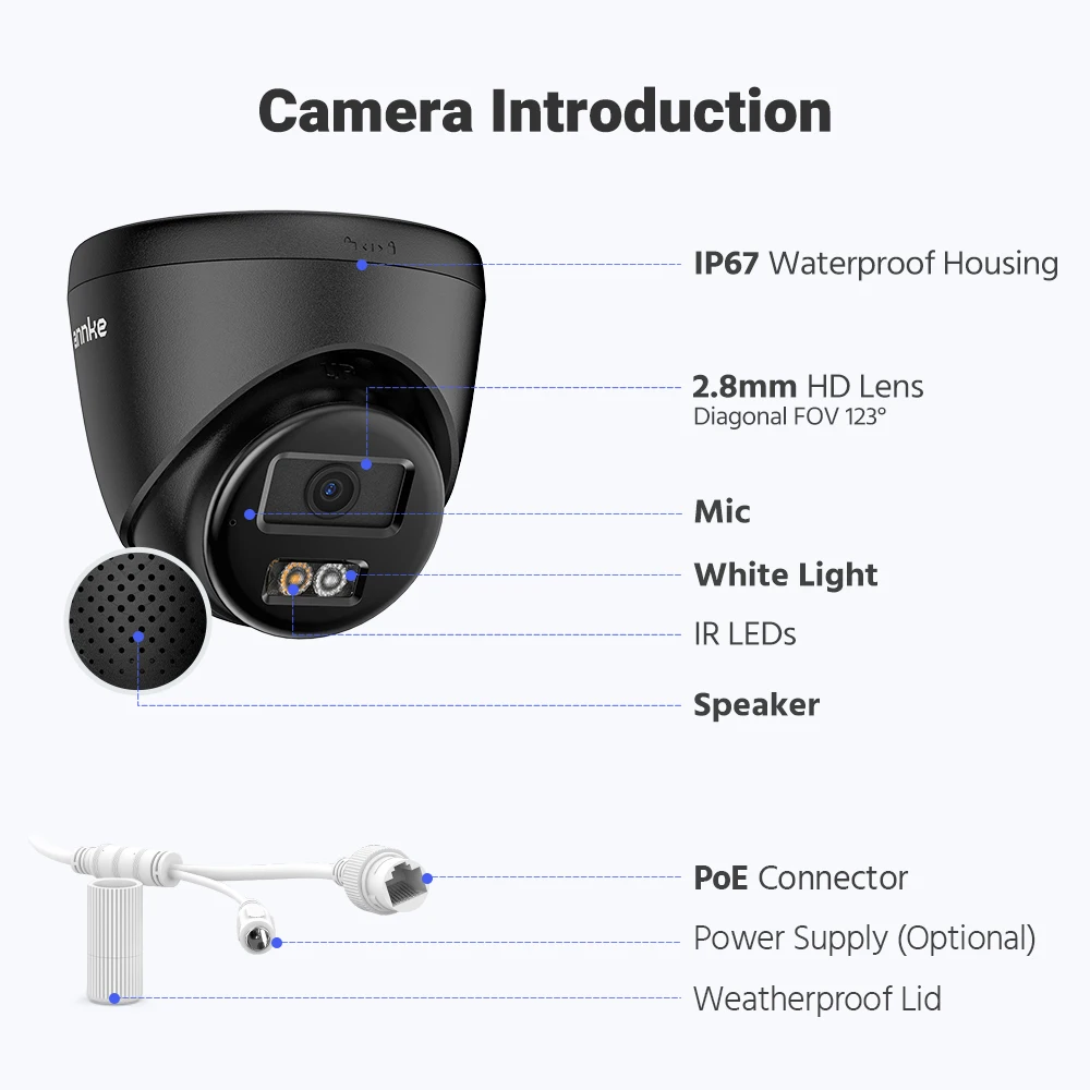 Annke AC500 3K IR Ultra HD IP PoE Camera Dual Light Outdoor PoE Security Camera Human Vehicle Detection Built-in Microphone