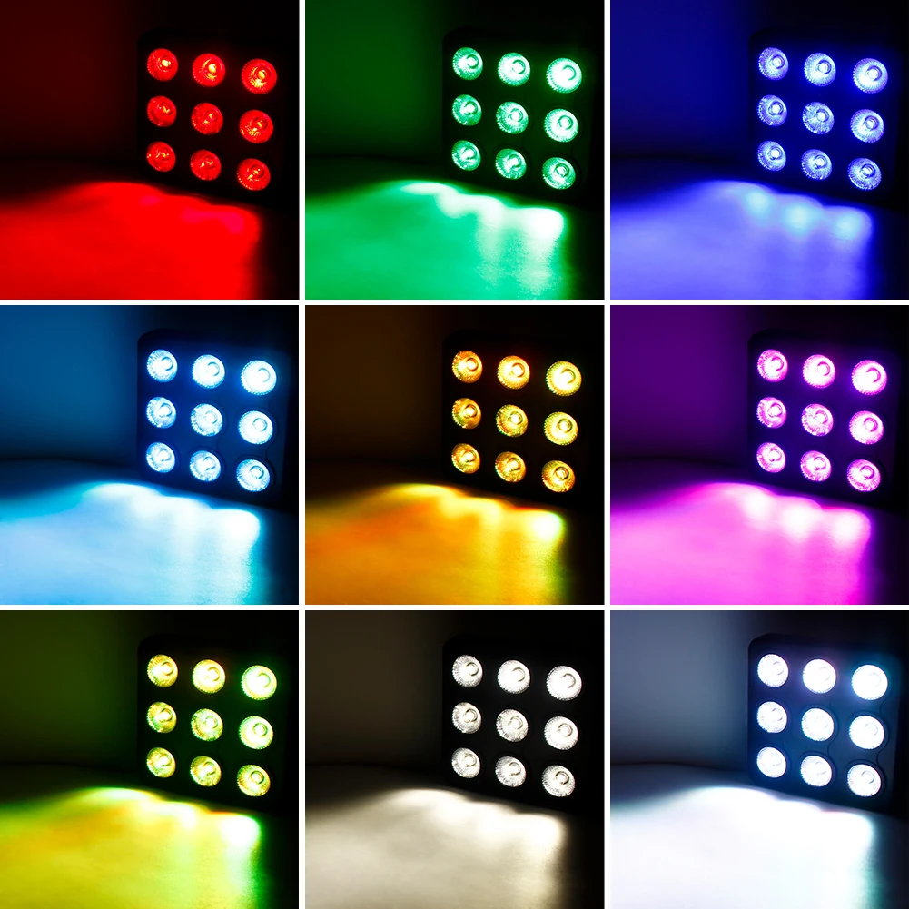 U'King 4PCS 9x10W LED Square Par Light 8CH DMX512 Sound Activated Remote Control Stage Effect Lighting for DJ Disco Bar Party