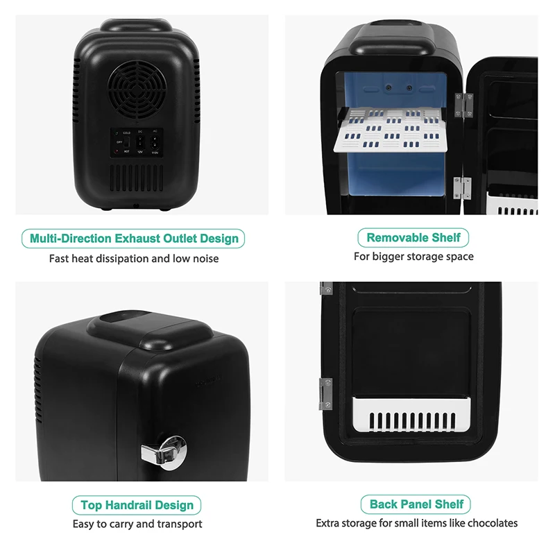 Crownful 4L Mini Fridge 110V 220V Beauty Makeup Skincare Refrigerator AC/DC Heated Cooling Beauty Refrigerator Car Mini Fridge