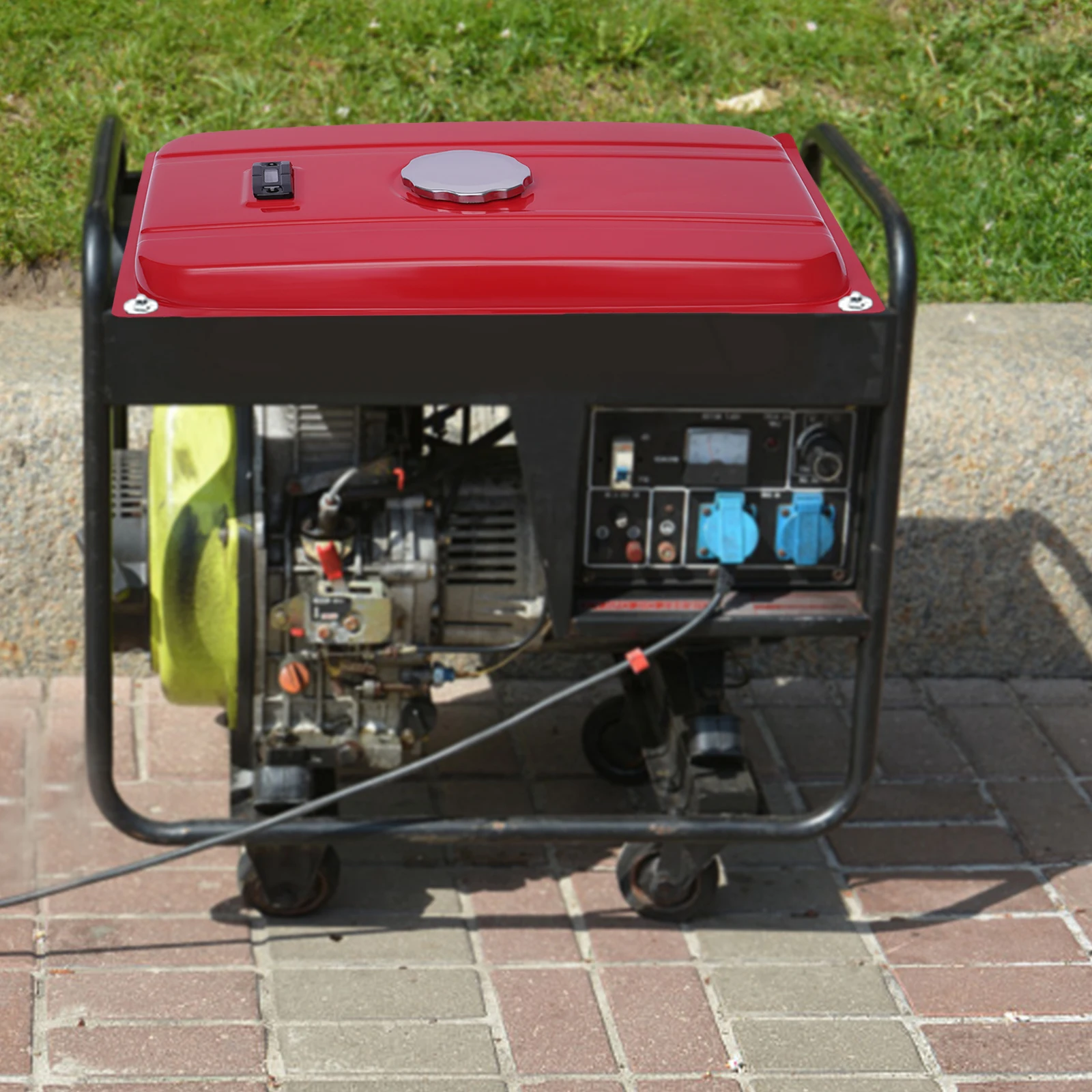 4 Gallon Red Generator Universal Fuel Tank 54.8*36*10cm 15L Equipment Tank with Chrome Cap Gauge Fits for EC2500