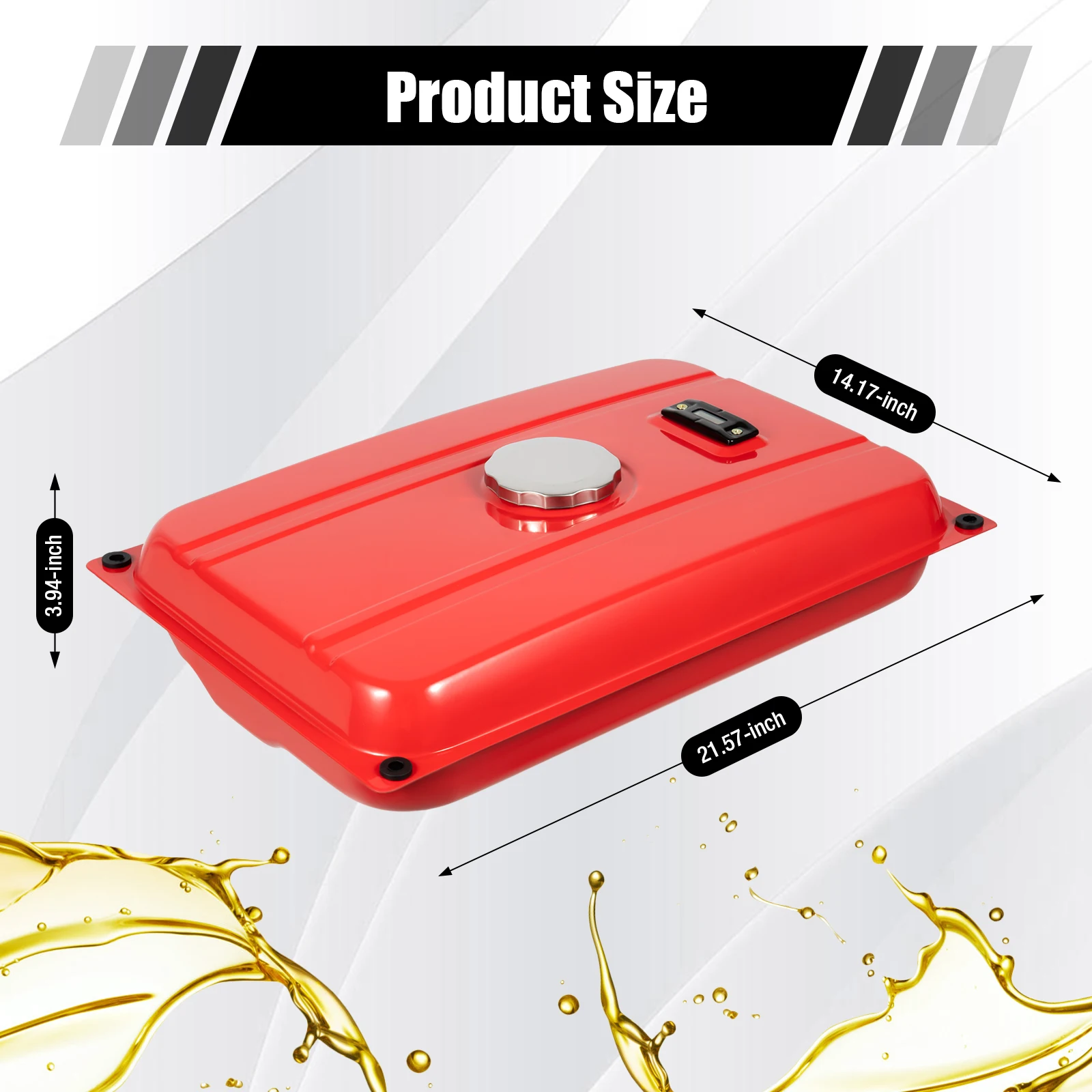 4 Gallon Red Generator Universal Fuel Tank 54.8*36*10cm 15L Equipment Tank with Chrome Cap Gauge Fits for EC2500
