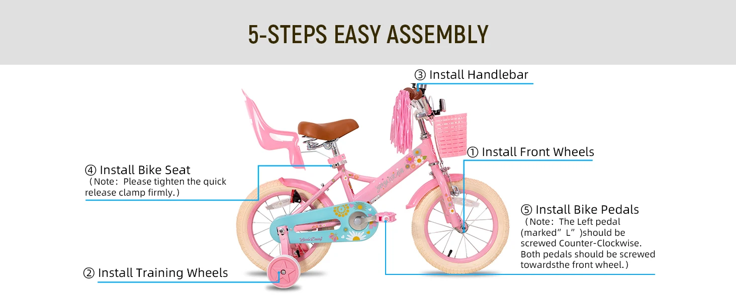 JOYSTAR Little Daisy Kids Bike for Girls Ages 2-7 Years, Bikes with Doll Bike Seat & Streamers,Bikes with Flag & Number Plate