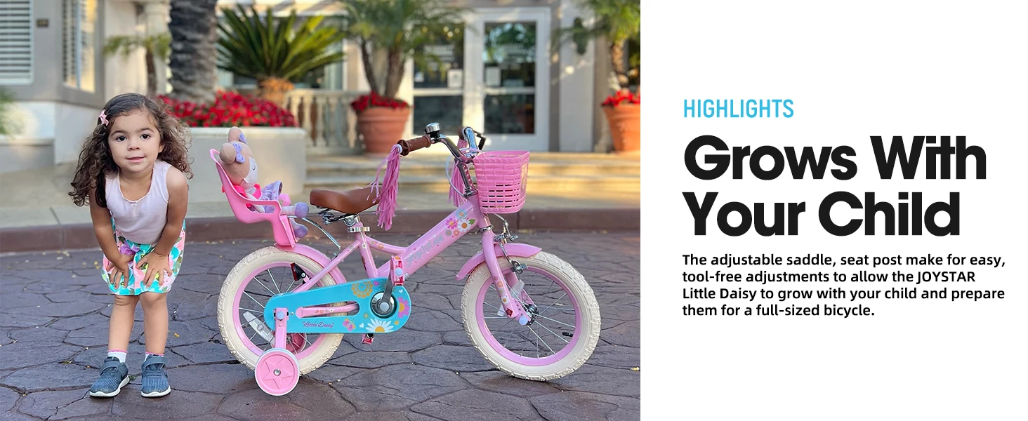 JOYSTAR Little Daisy Kids Bike for Girls Ages 2-7 Years, Bikes with Doll Bike Seat & Streamers,Bikes with Flag & Number Plate