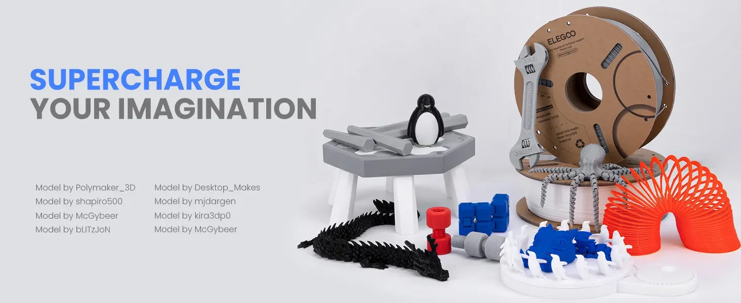 ELEGOO 1.75mm PLA+ Filament 2KG Set Plastic 3D PLA for Most FDM 3D Printers Dimensional Accuracy +/- 0.02mm 2pcs*1kg PLA+ Set