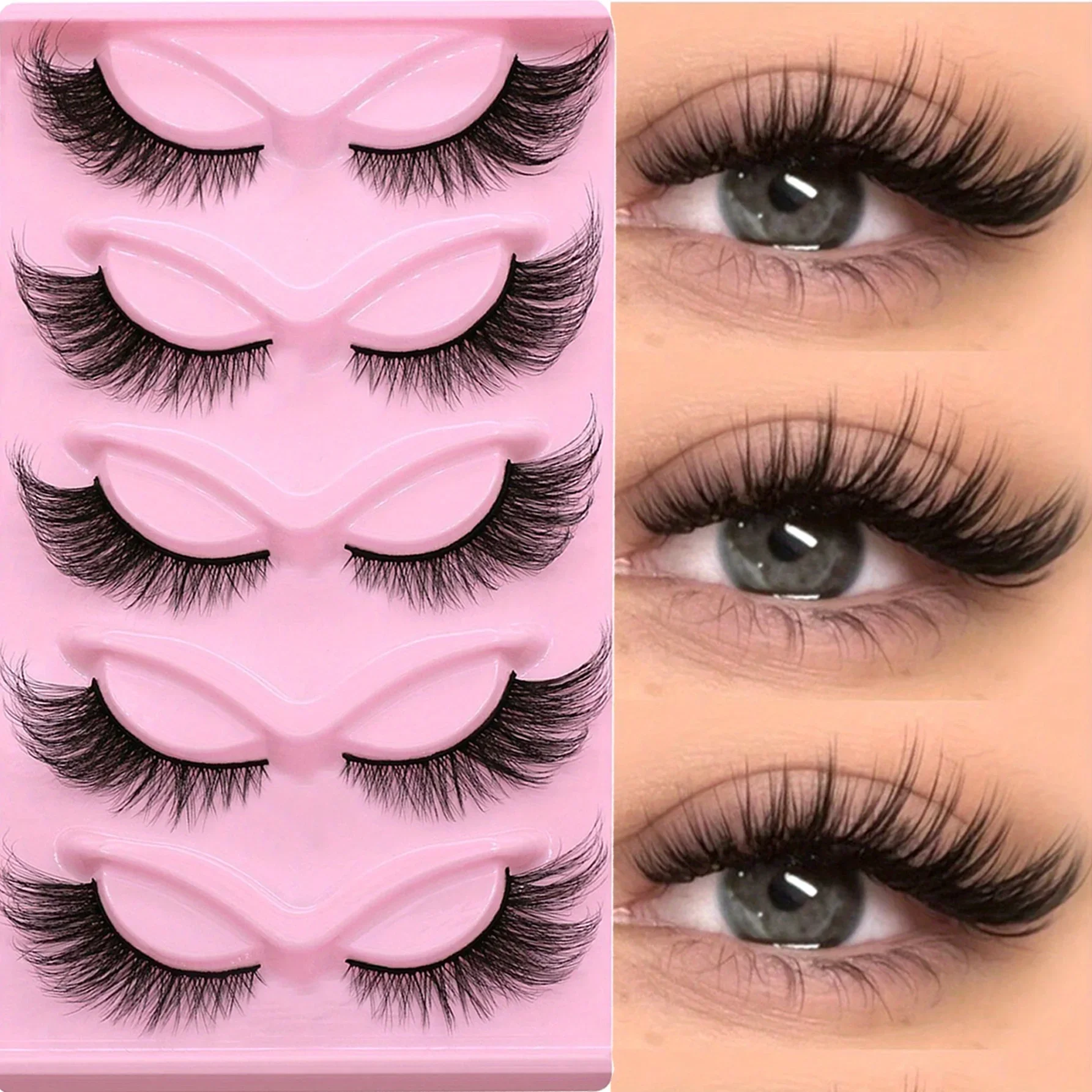 15Pairs 3-Pack Cat Eye Lashes Long Lashes Cat Eye Look Wispy Lashes Eye End Elongated Strip Thick False Eyelashes