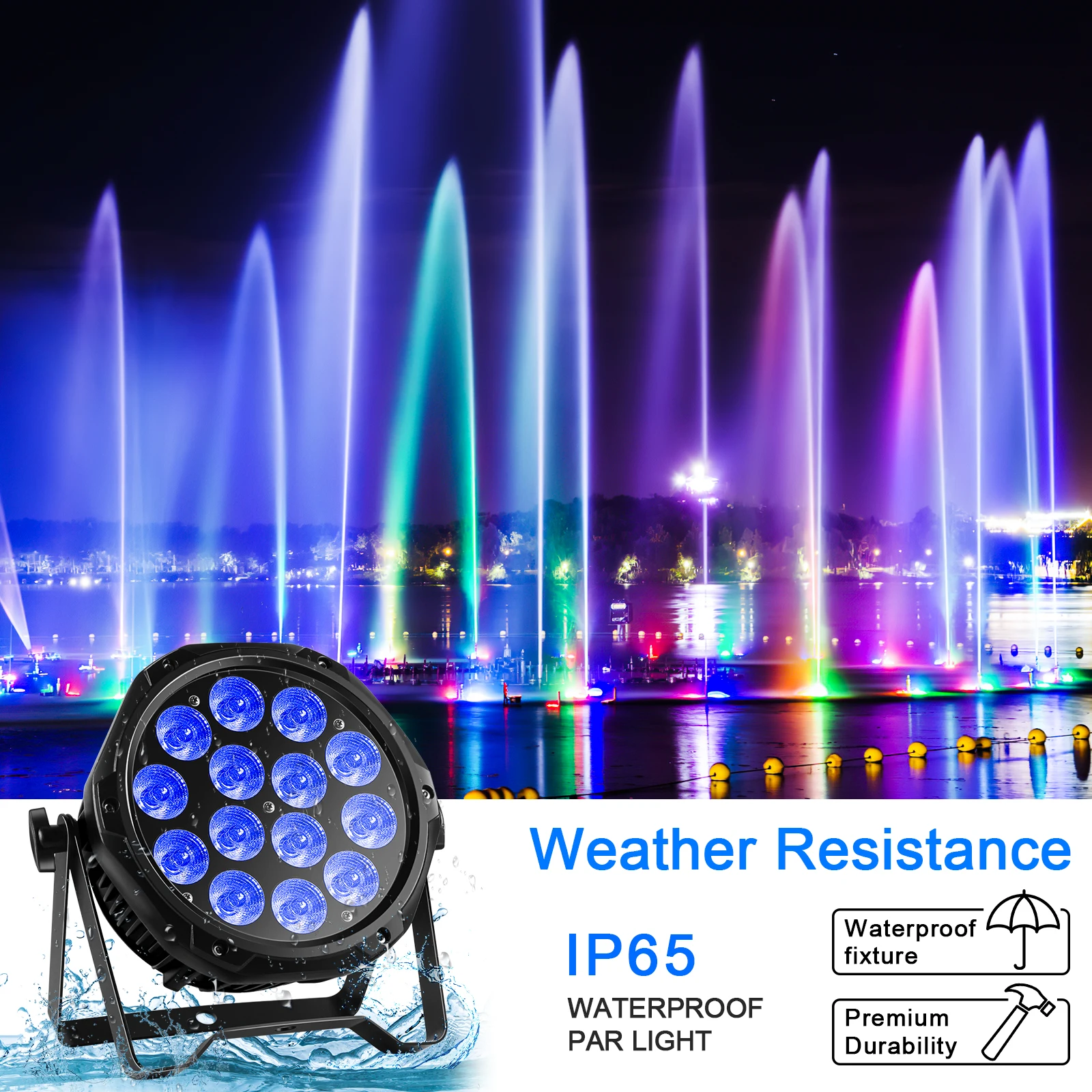 U'King 4PCS Waterproof LED Par Light 14x10W LED RGBW DJ Party Light IP65 DMX512 Effect Stage Lighting for Disco Bar Nightclub