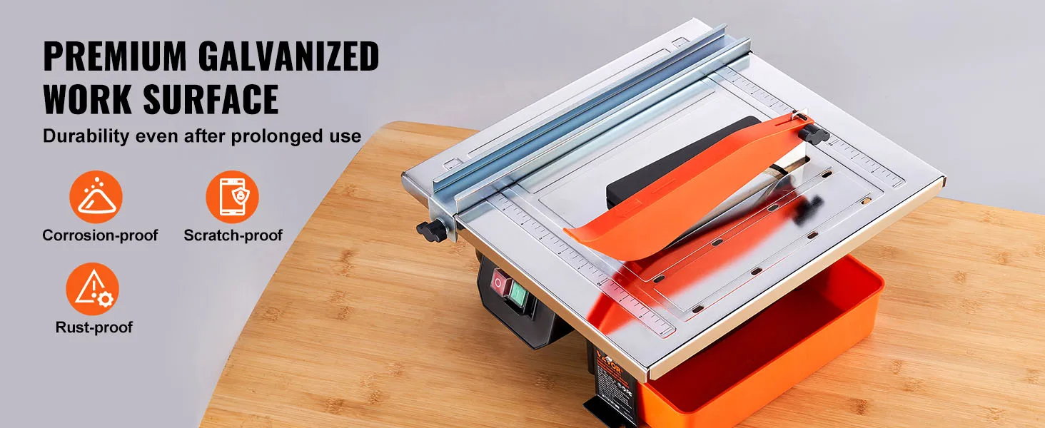 SucceBuy Wet Tile Saw 7-inch 65Mn Steel Blade 3500 RPM Induction Motor Tile Cutter Wet Saw Water Reservoir 0-45 Degrees Angle