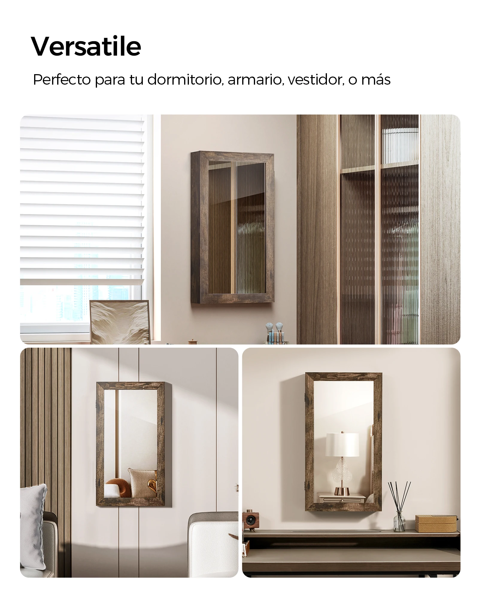 SONGMICS Lockable Jewelry Cabinet Armoire with Mirror, Wall-Mounted Space Saving Jewelry Storage Organizer