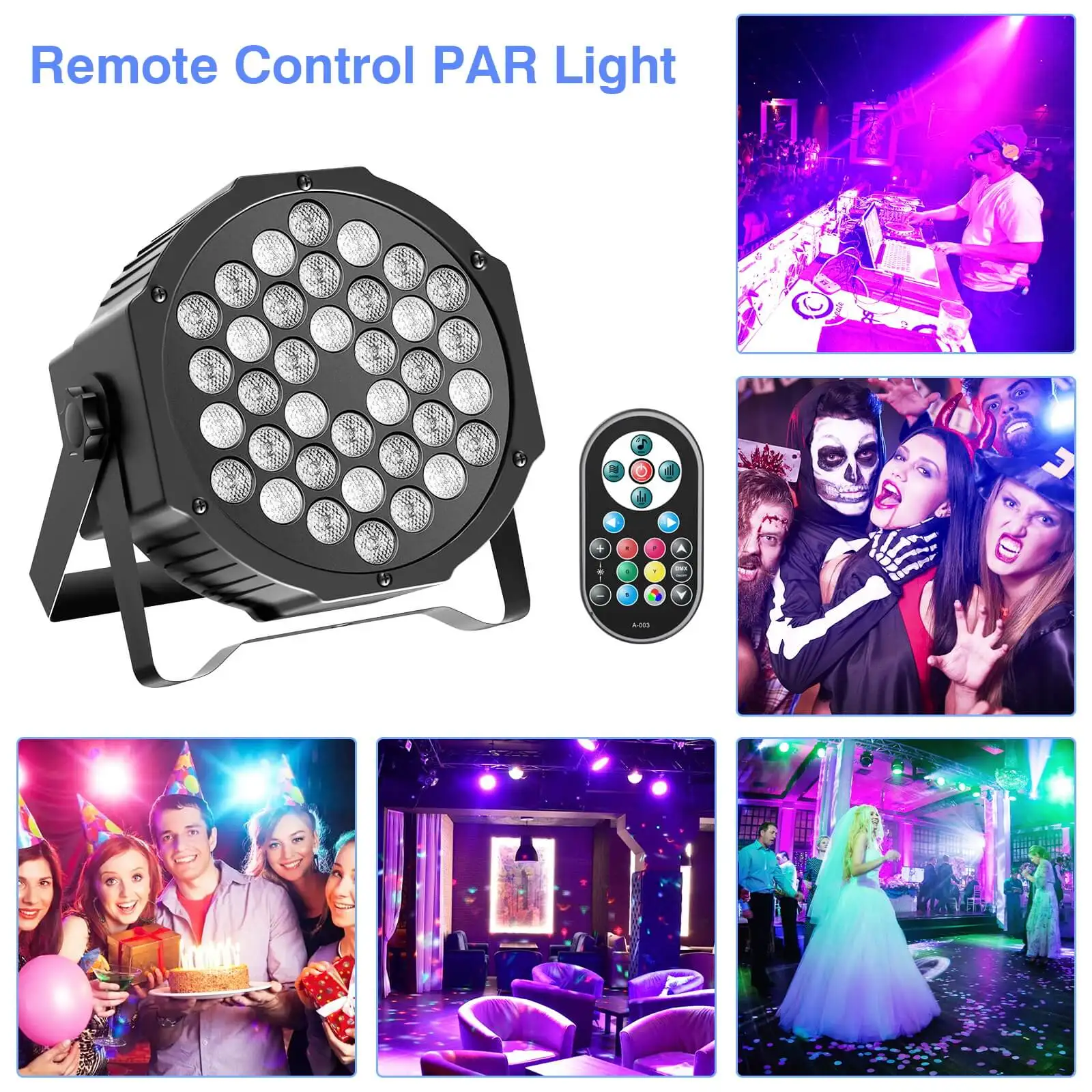 U'King 4PCS/8PCS 36LED Par Lights RGB LED DJ Stage Light with Remote Control DMX512 Sound Activated for Party Stage Effect Light