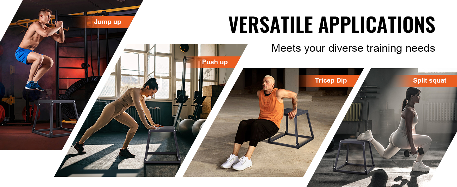 SucceBuy 12/18/24Inch Plyometric Jump Boxes Plyo Box Platform and Jumping Agility Box Anti-Slip Fitness Exercise Step Up Box Set