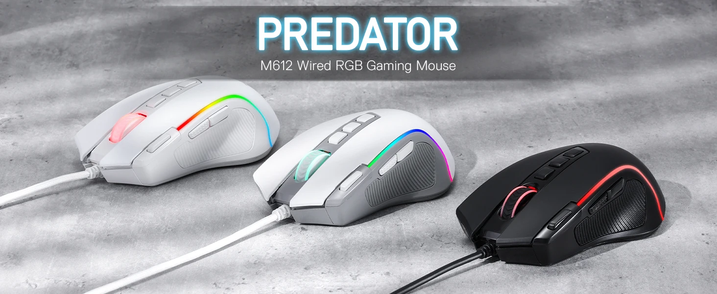 Redragon M612 RGB Gaming 8000 DPI Wired Optical Gamer Mouse 9 Programmable Buttons & 5 Backlit Modes