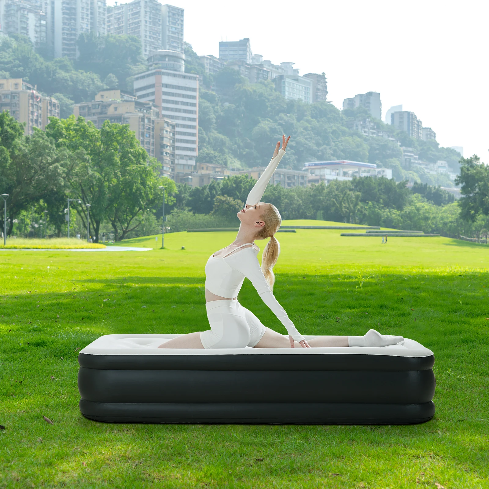 JHK Queen Twin Size Air Mattress Blow Up Double Height Non-Slip Bottom Weight Capacity 660 lbs Air Bed for Bed Home or Camping