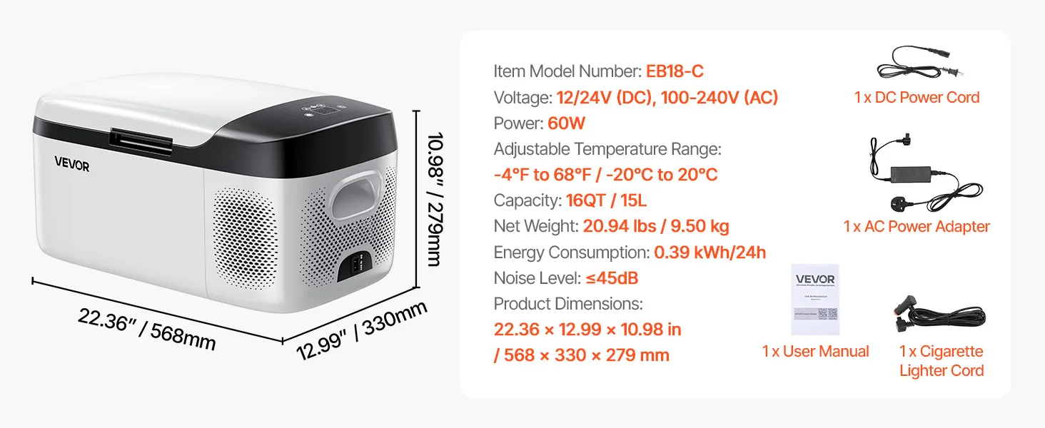 SucceBuy 15L Small Fridge Portable Car Freezer 12V/24V Mini Refrigerator Compressor Cooler for RVs Traveling Camping Outdoor