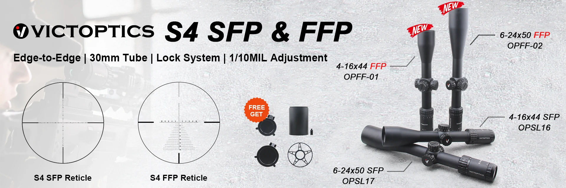 VictOptics S6 1-6x24 SFP Riflescope With Red&Green Illumination Turret lock System Wide Field of View Design For AR 15 .223 5.56