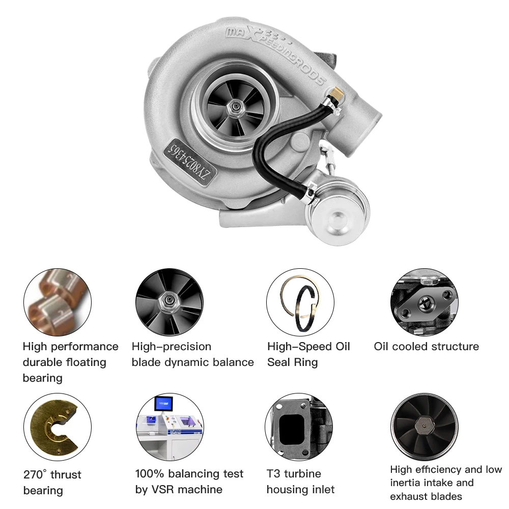 GT30 Turbo T3 T04E V-band Universal Turbo Turbocharger Upgrade Turbo.63 A/R for 1.5L-2.5L Engines